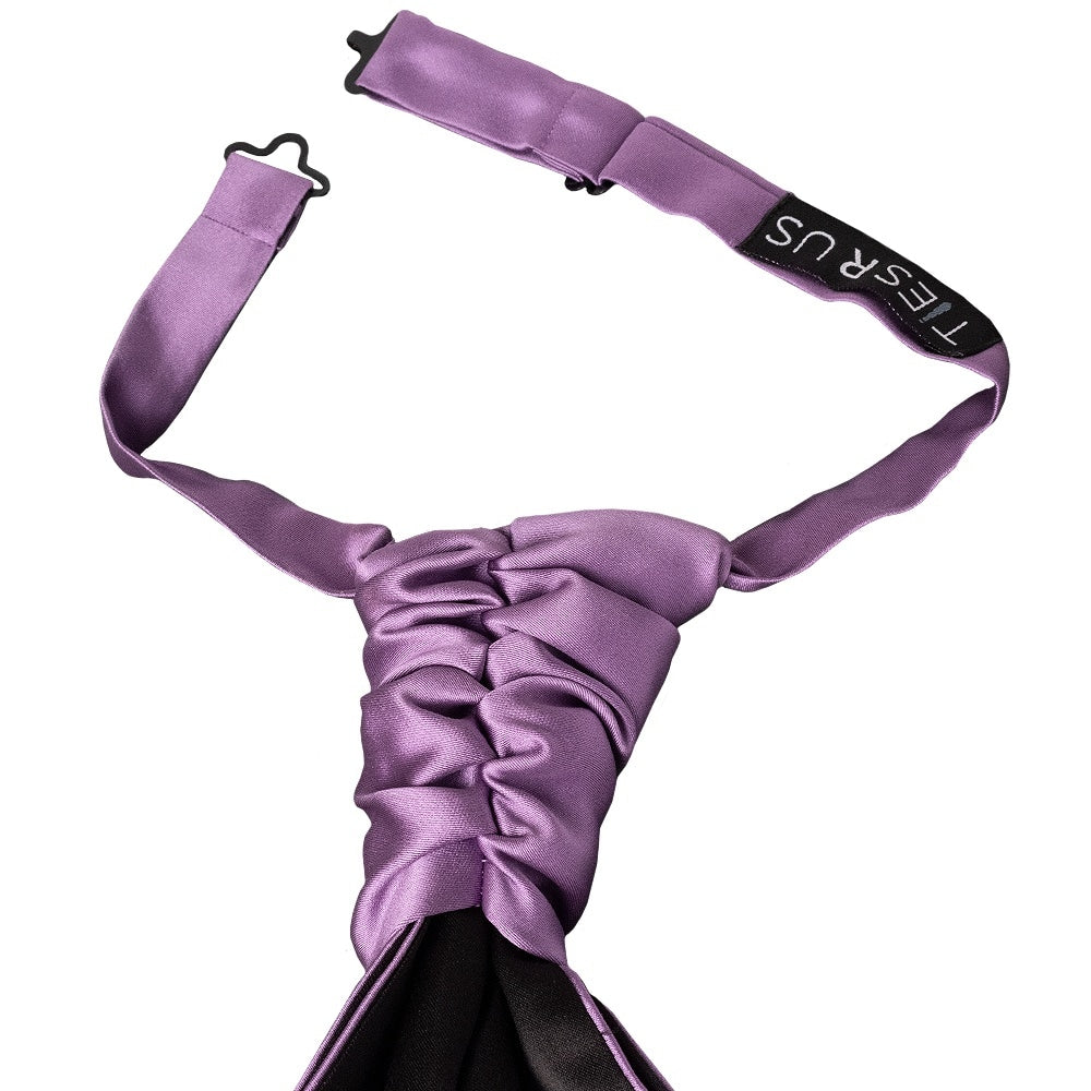 Plain Light Mauve Satin Mens Cravat Tie And Pocket Square Set 3