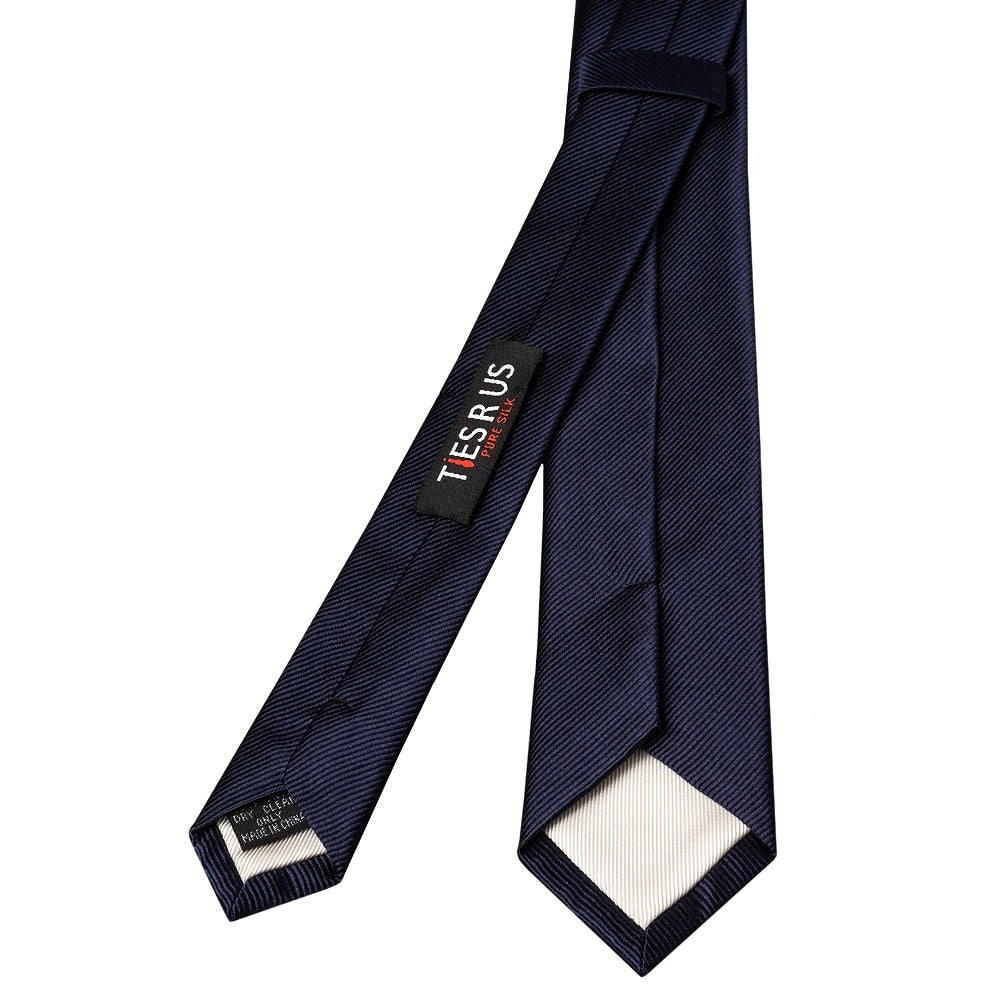Navy Silk Twill Skinny Mens Tie 3