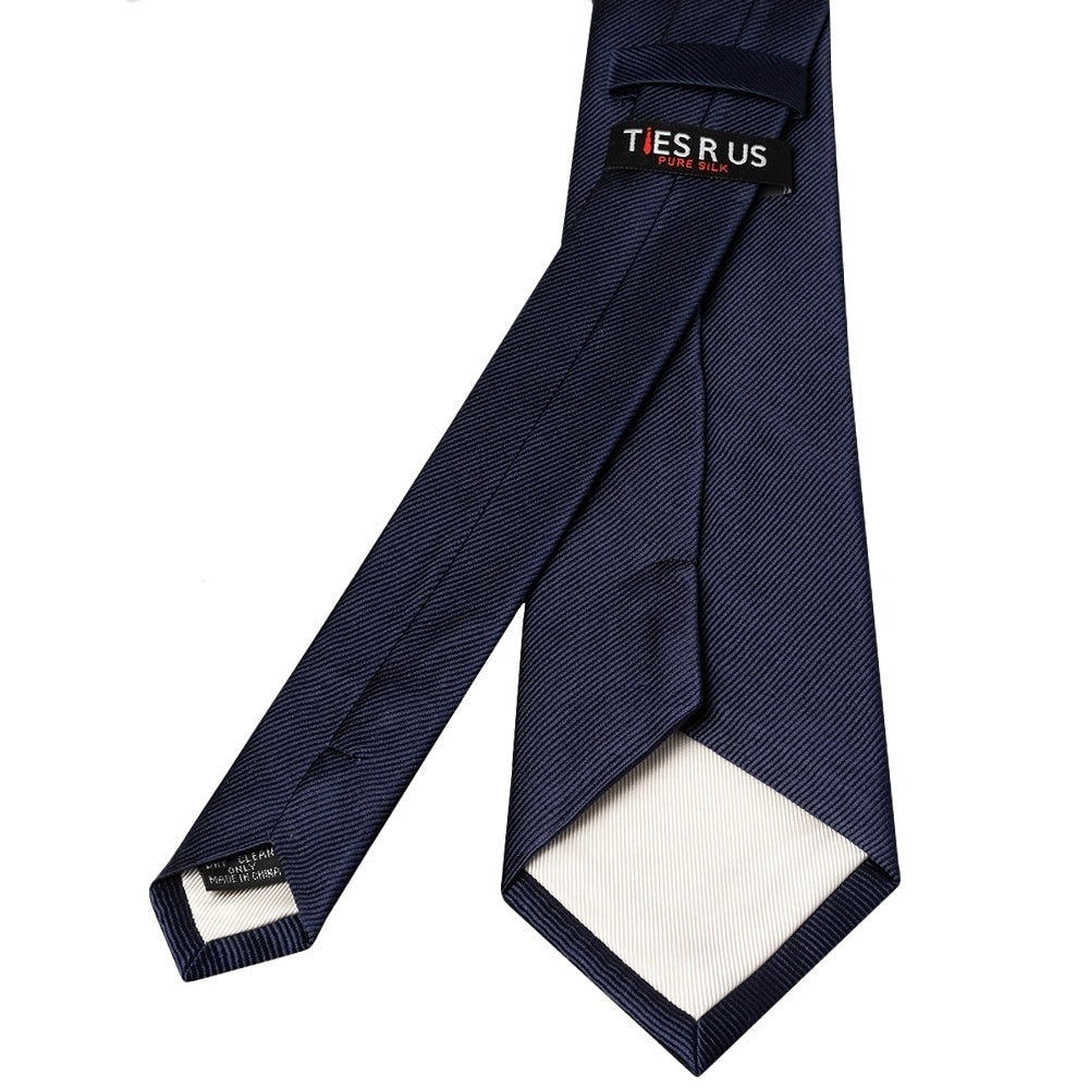 Navy Twill Silk Classic Mens Tie And Pocket Square Set 5