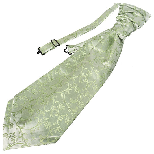Sage Green Floral Mens Cravat Tie 1