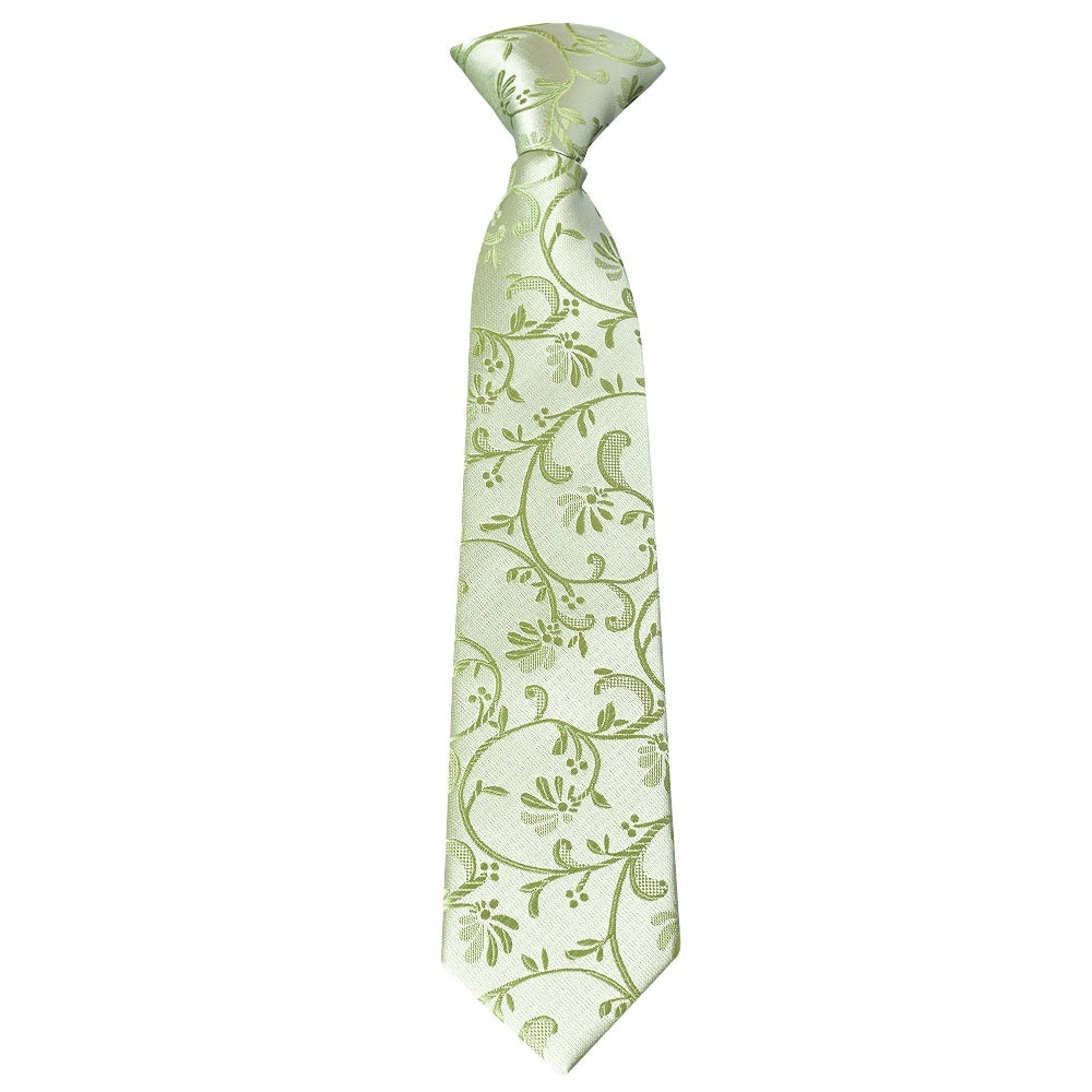 Pre Tied Sage Green Floral Boys Tie Age 4 7 1