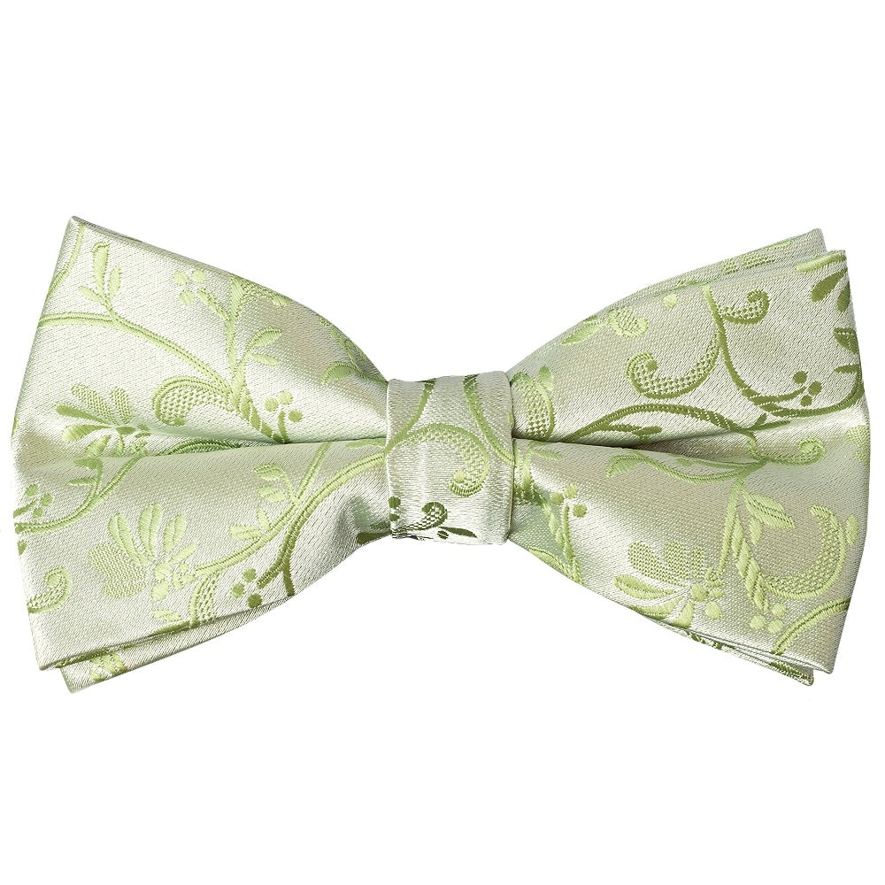 Pre Tied Sage Green Floral Boys Bow Tie Age 8 11 1