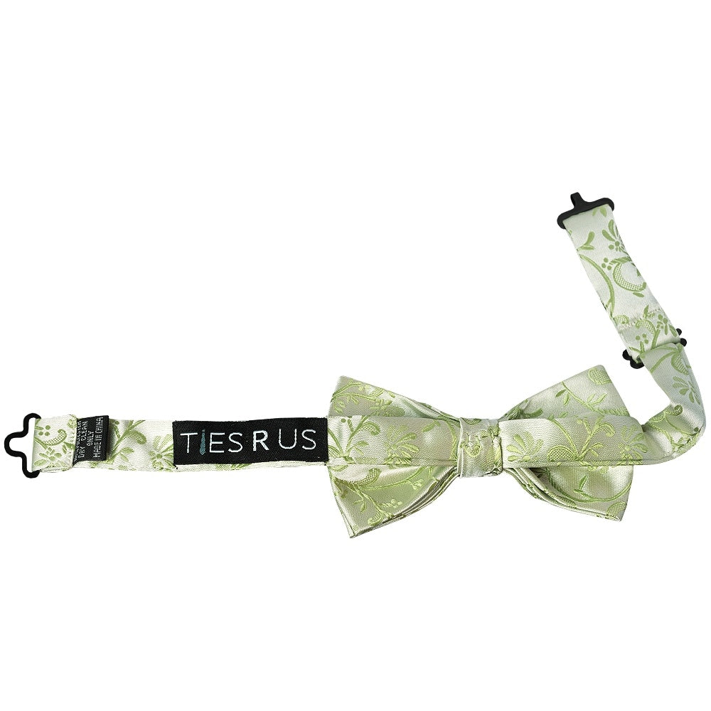 Pre Tied Sage Green Floral Boys Bow Tie Age 4 7 2