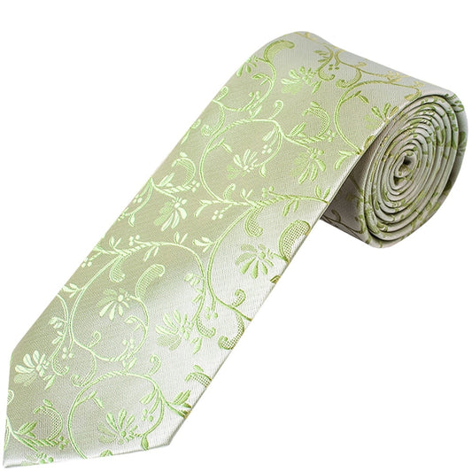 Sage Green Floral Classic Mens Tie And Pocket Square Set 2