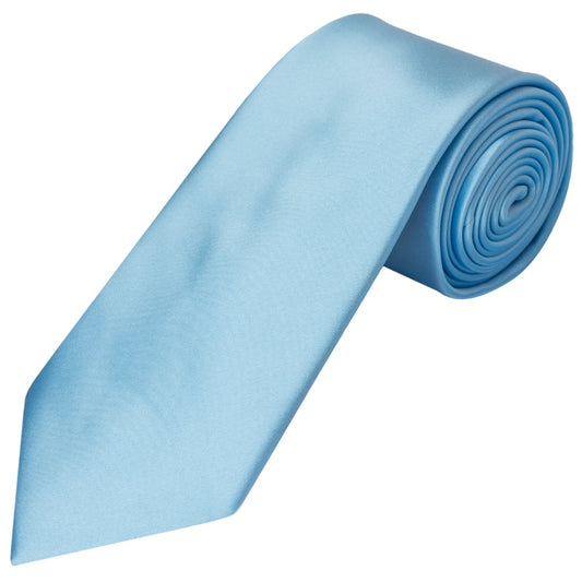 End Of Season Plain Sky Blue Satin Classic Mens Tie 1