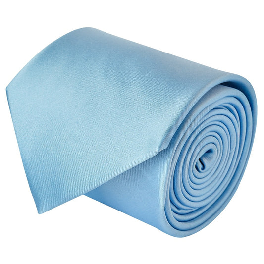 End Of Season Plain Sky Blue Satin Classic Mens Tie 2