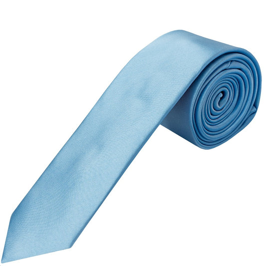 END OF SEASON Plain Sky Blue Satin Skinny Mens Tie