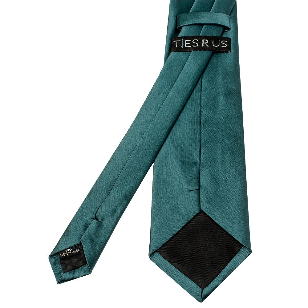 Plain Dark Teal Satin Classic Mens Tie And Pocket Square Set 5
