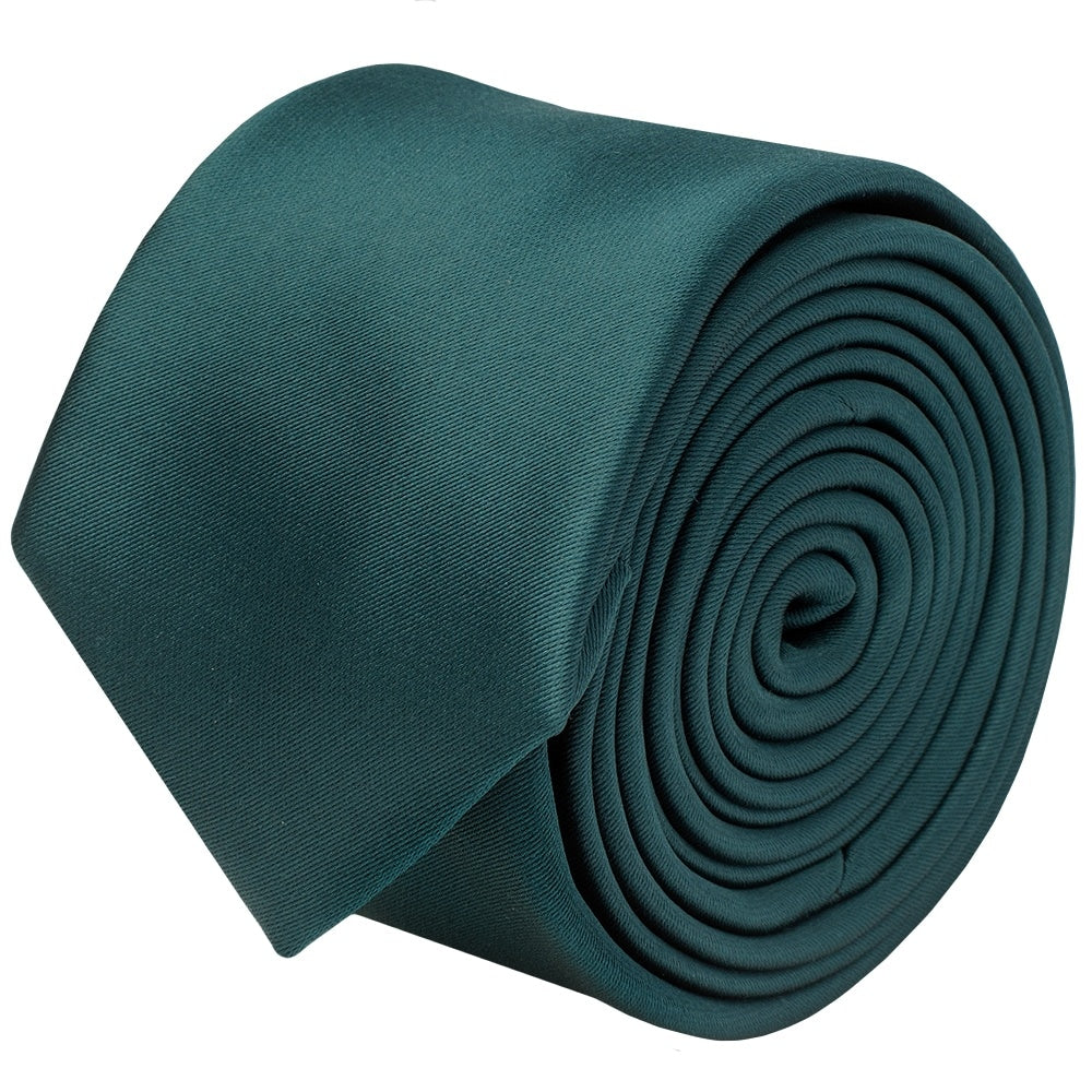 Plain Dark Teal Satin Skinny Boys Tie And Pocket Square Set 3