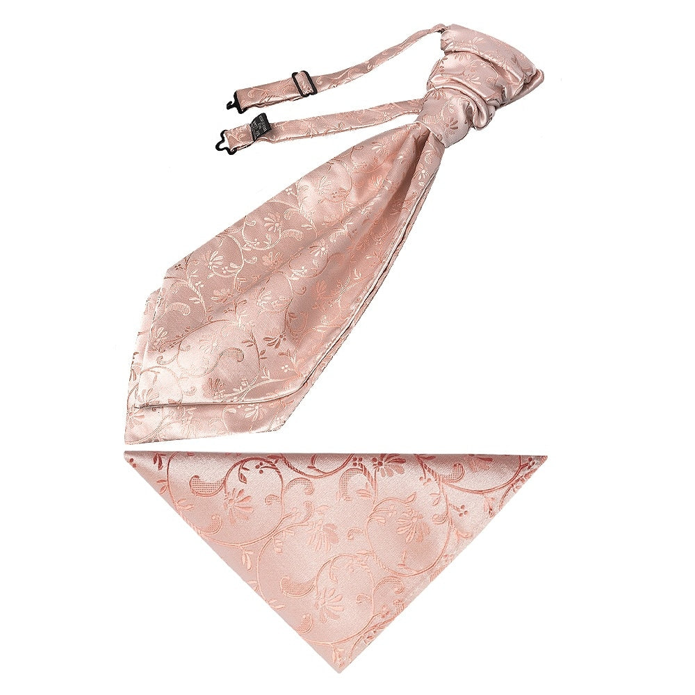Rose Quartz Floral Mens Cravat Tie And Pocket Square Set 1