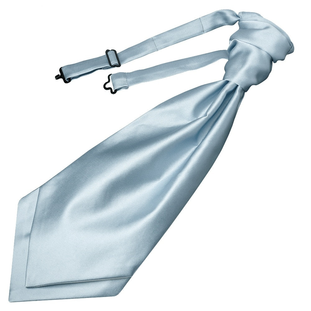Plain Light Blue Satin Mens Cravat Tie And Pocket Square Set 2