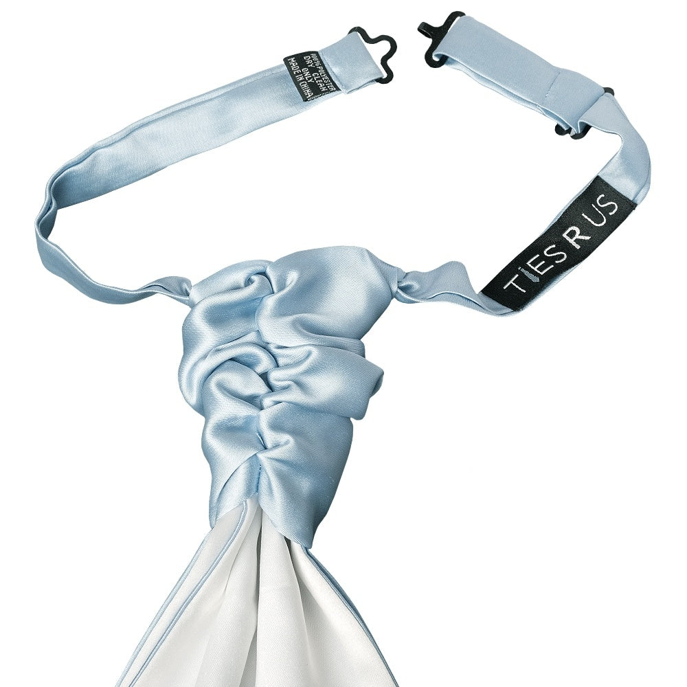 Plain Light Blue Satin Mens Cravat Tie And Pocket Square Set 3