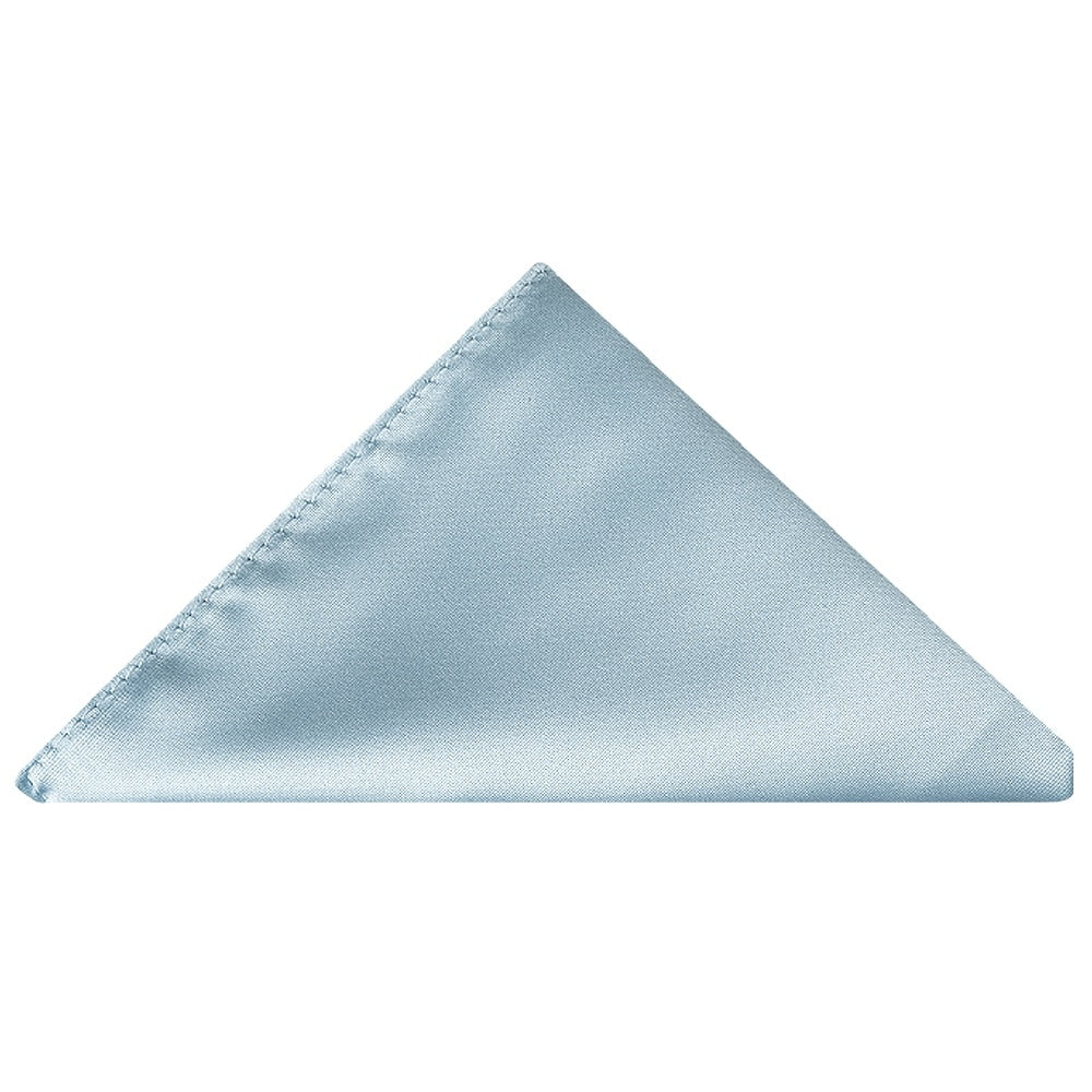 Plain Light Blue Satin Mens Cravat Tie And Pocket Square Set 4