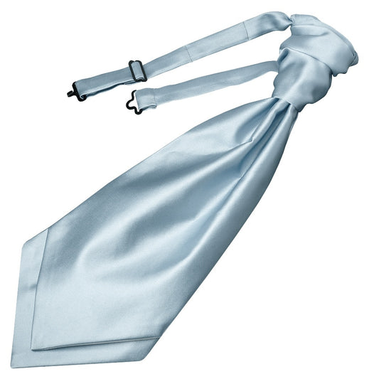 Plain Light Blue Satin Mens Cravat Tie 1