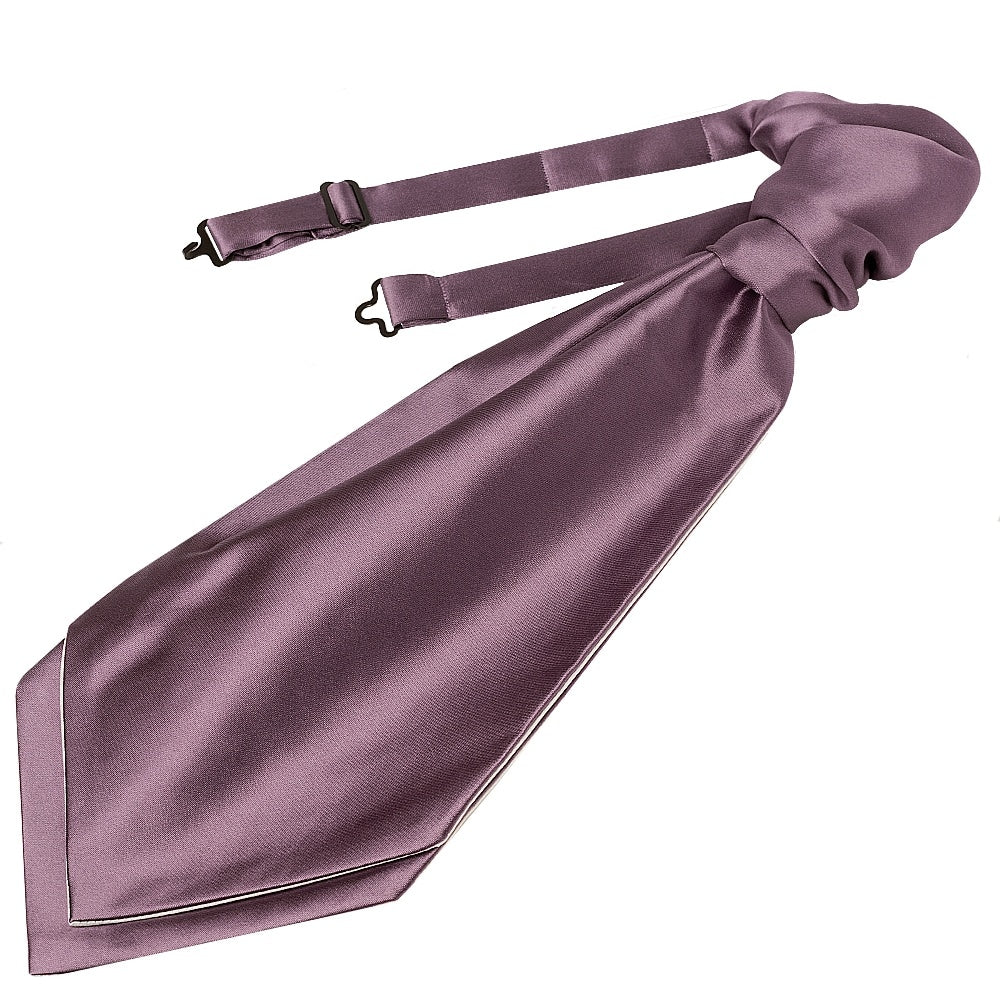 Plain Mauve Satin Mens Cravat Tie and Pocket Square Set