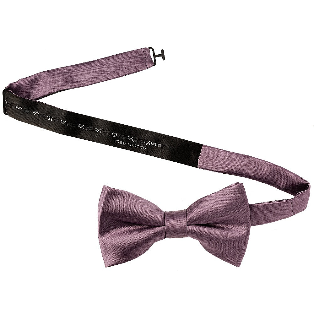 Plain Mauve Mens Bow Tie and Pocket Square Set