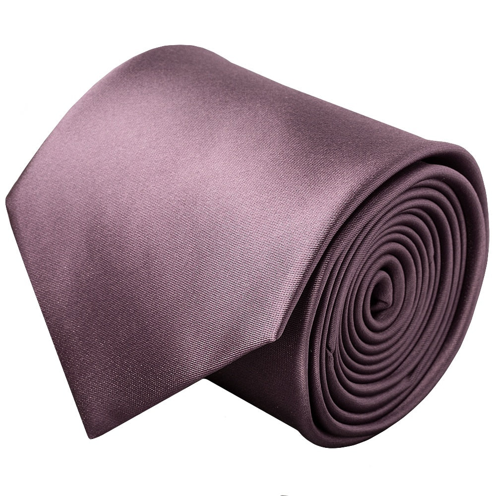 Plain Mauve Satin Classic Mens Tie and Pocket Square Set