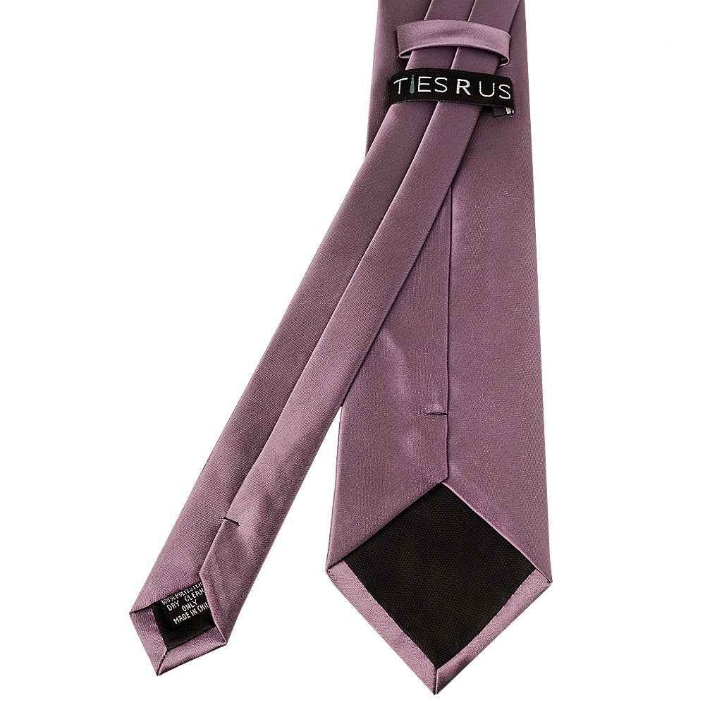 Plain Mauve Satin Classic Mens Tie And Pocket Square Set 5