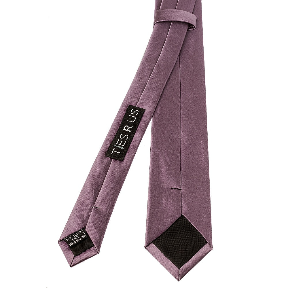 Plain Mauve Satin Skinny Mens Tie And Pocket Square Set 4