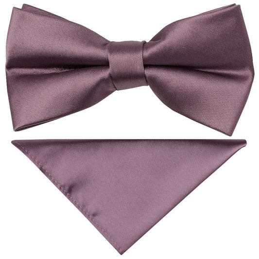 Pre Tied Mauve Boys Bow Tie And Pocket Square Set Age 4 7 1