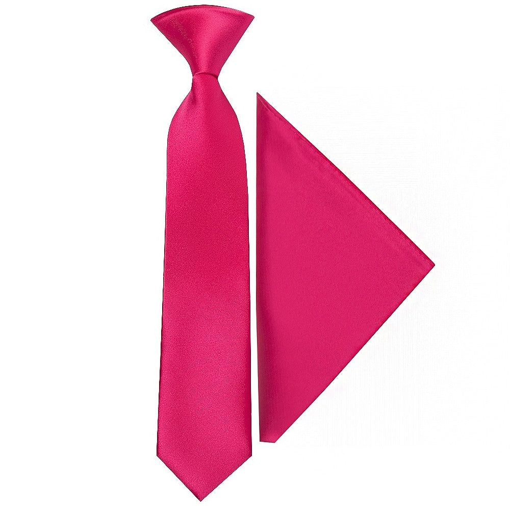 Pre Tied Cerise Pink Boys Tie And Pocket Square Set Age 4 7 1