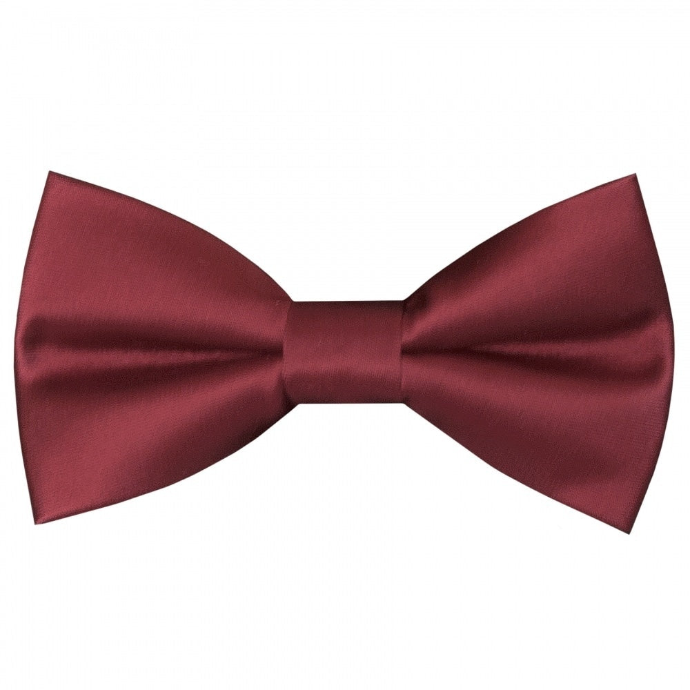 Pre Tied Burgundy Satin Boys Bow Tie And Pocket Square Set Age 4 7 2