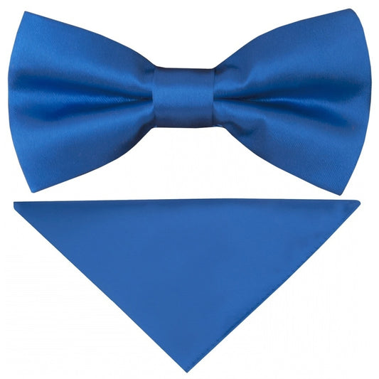 Pre Tied Electric Blue Boys Bow Tie And Pocket Square Set Age 4 7 1