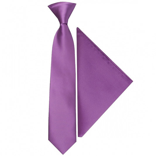 Pre Tied Cadburys Purple Satin Boys Tie And Pocket Square Set Age 4 7 1
