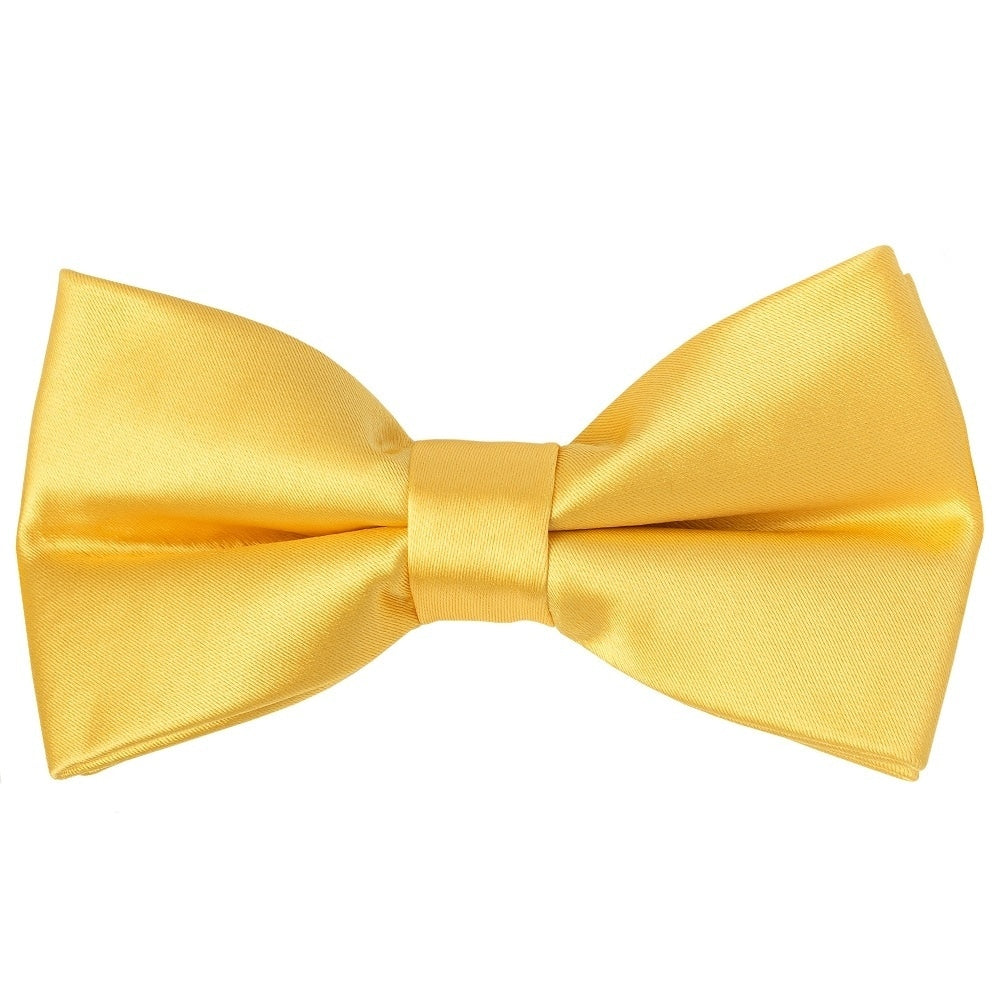 Pre Tied Yellow Gold Satin Boys Bow Tie And Pocket Square Set Age 4 7 2