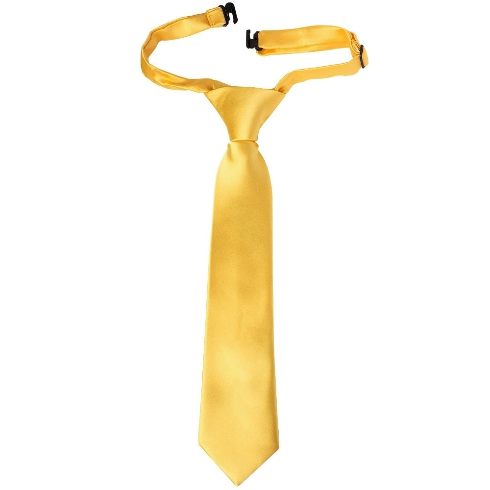 Pre Tied Yellow Gold Satin Boys Tie And Pocket Square Set Age 4 7 2