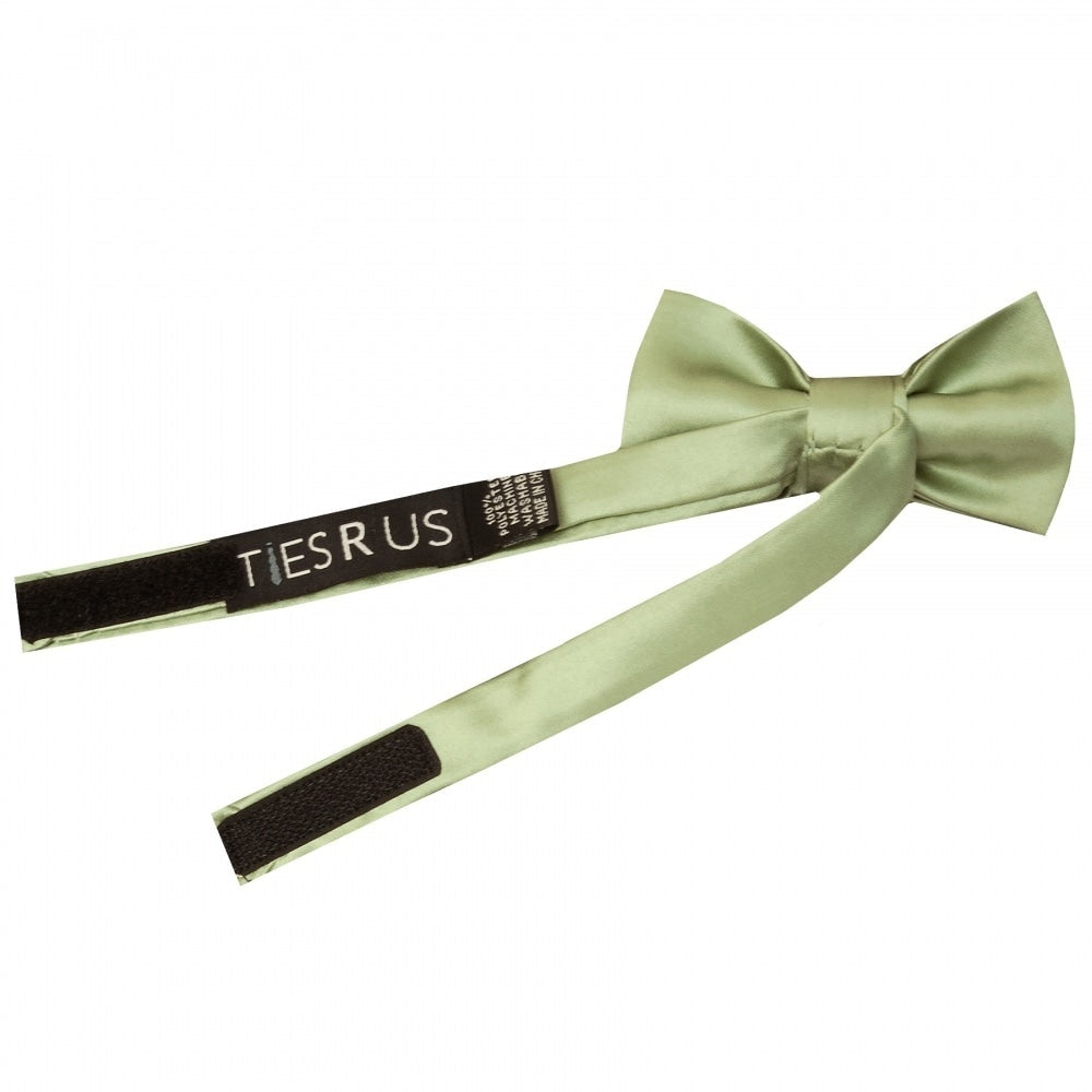 Pre Tied Sage Green Satin Boys Bow Tie And Pocket Square Set Age 4 7 3
