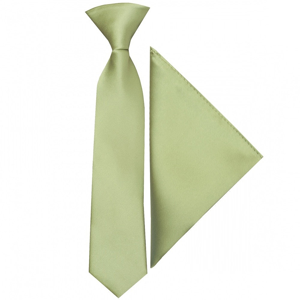 Pre Tied Sage Green Satin Boys Tie And Pocket Square Set Age 4 7 1