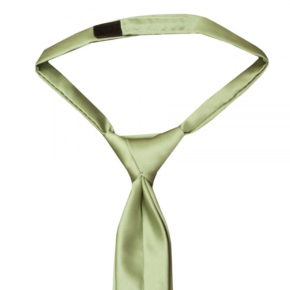 Pre Tied Sage Green Satin Boys Tie And Pocket Square Set Age 4 7 3