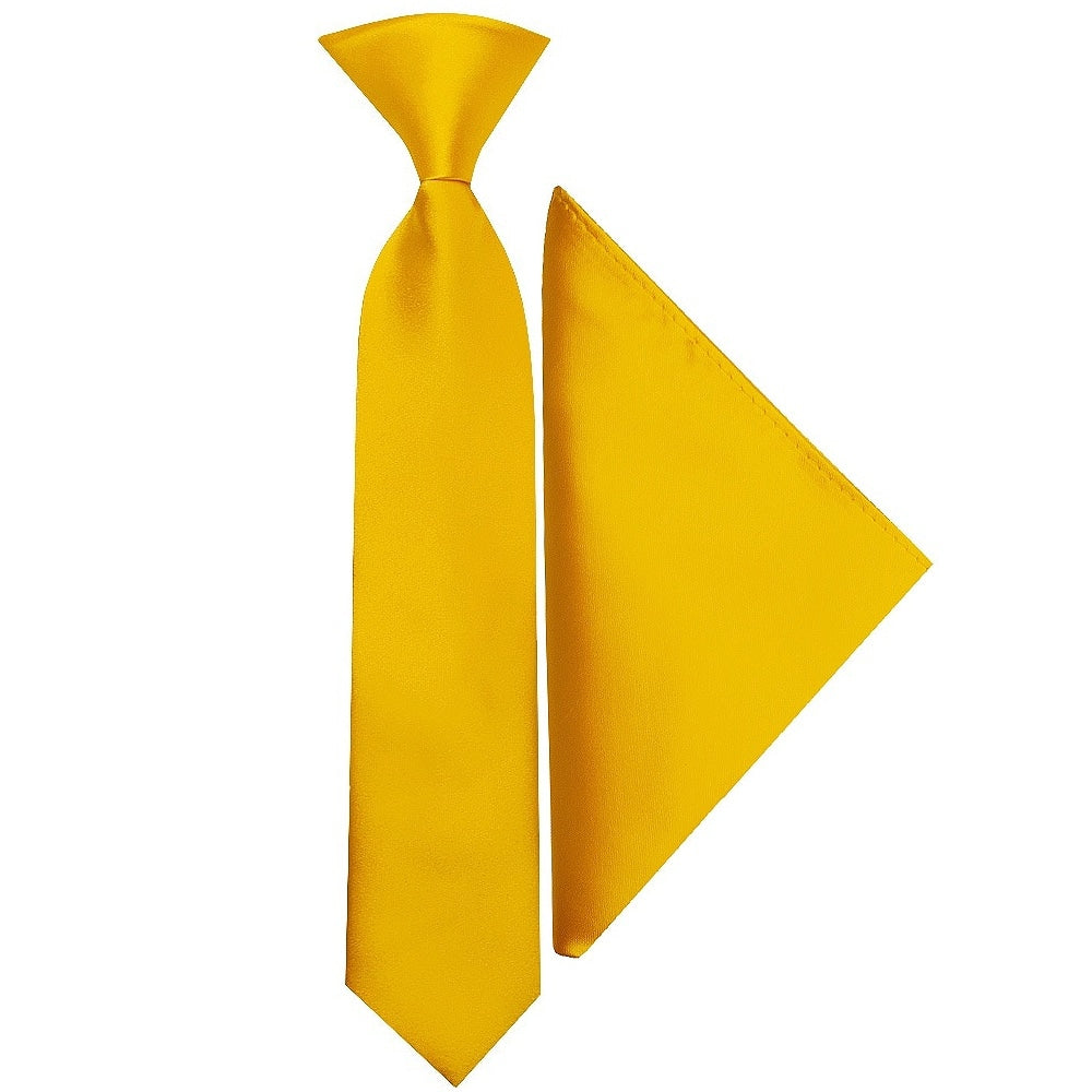 Pre Tied Bright Yellow Satin Boys Tie And Pocket Square Set Age 4 7 1
