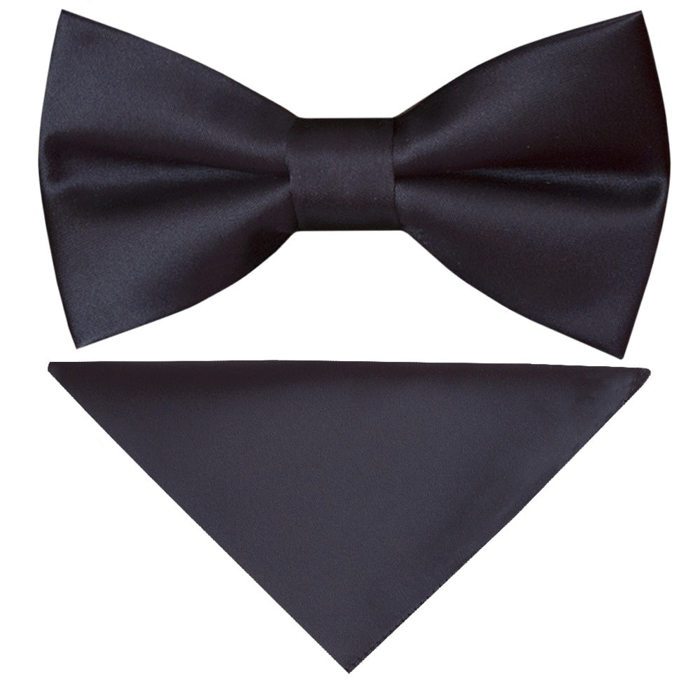 Pre Tied Navy Satin Boys Bow Tie And Pocket Square Set Age 4 7 1