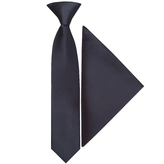 Pre Tied Navy Satin Boys Tie And Pocket Square Set Age 4 7 1