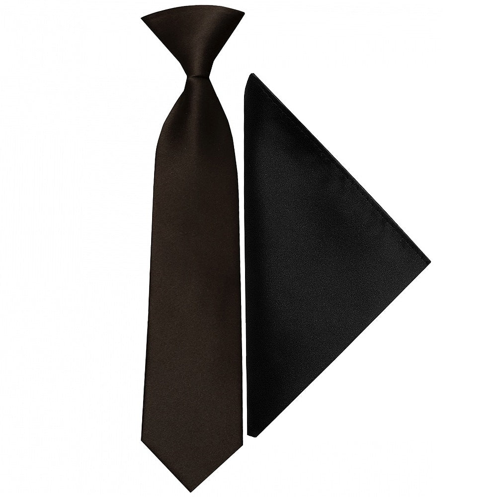 Pre Tied Black Satin Boys Tie And Pocket Square Set Age 4 7 1