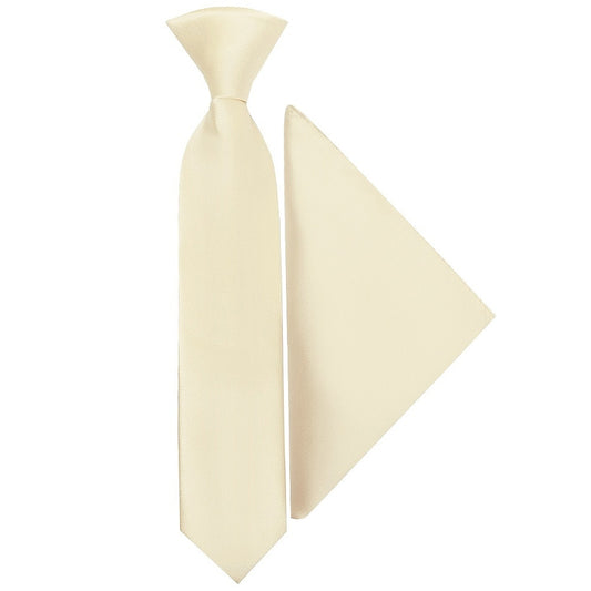 Pre Tied Ivory Satin Boys Tie And Pocket Square Set Age 4 7 1