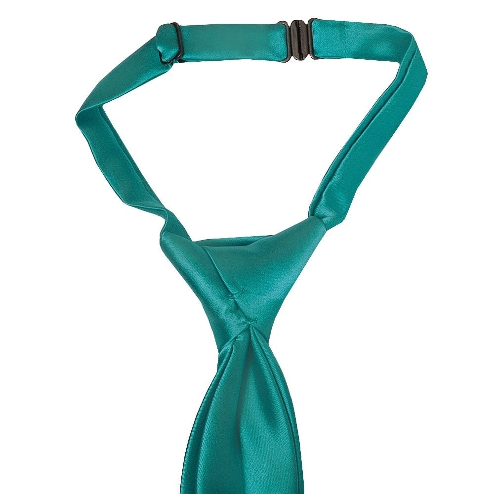 Pre Tied Teal Satin Boys Tie And Pocket Square Set Age 4 7 3