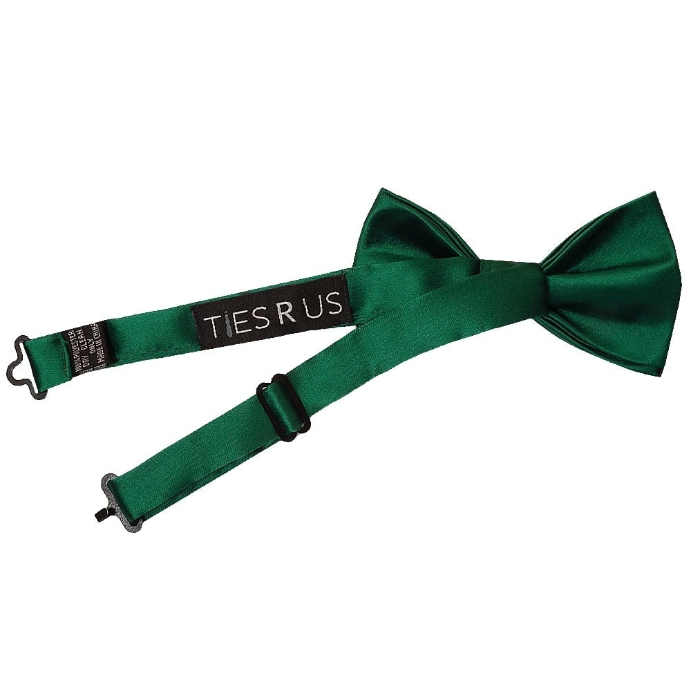Pre Tied Forest Green Satin Boys Bow Tie And Pocket Square Set Age 4 7 3