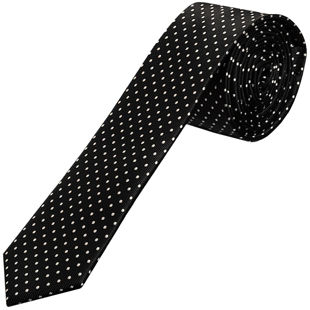 Black Polka Dot Skinny Boys Tie 1