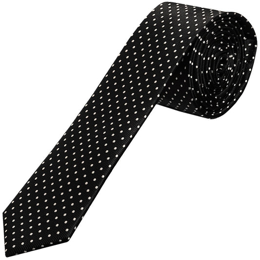 Black Polka Dot Skinny Boys Tie 1