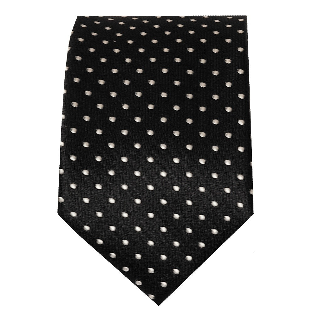 Black Polka Dot Skinny Boys Tie And Pocket Square Set 3