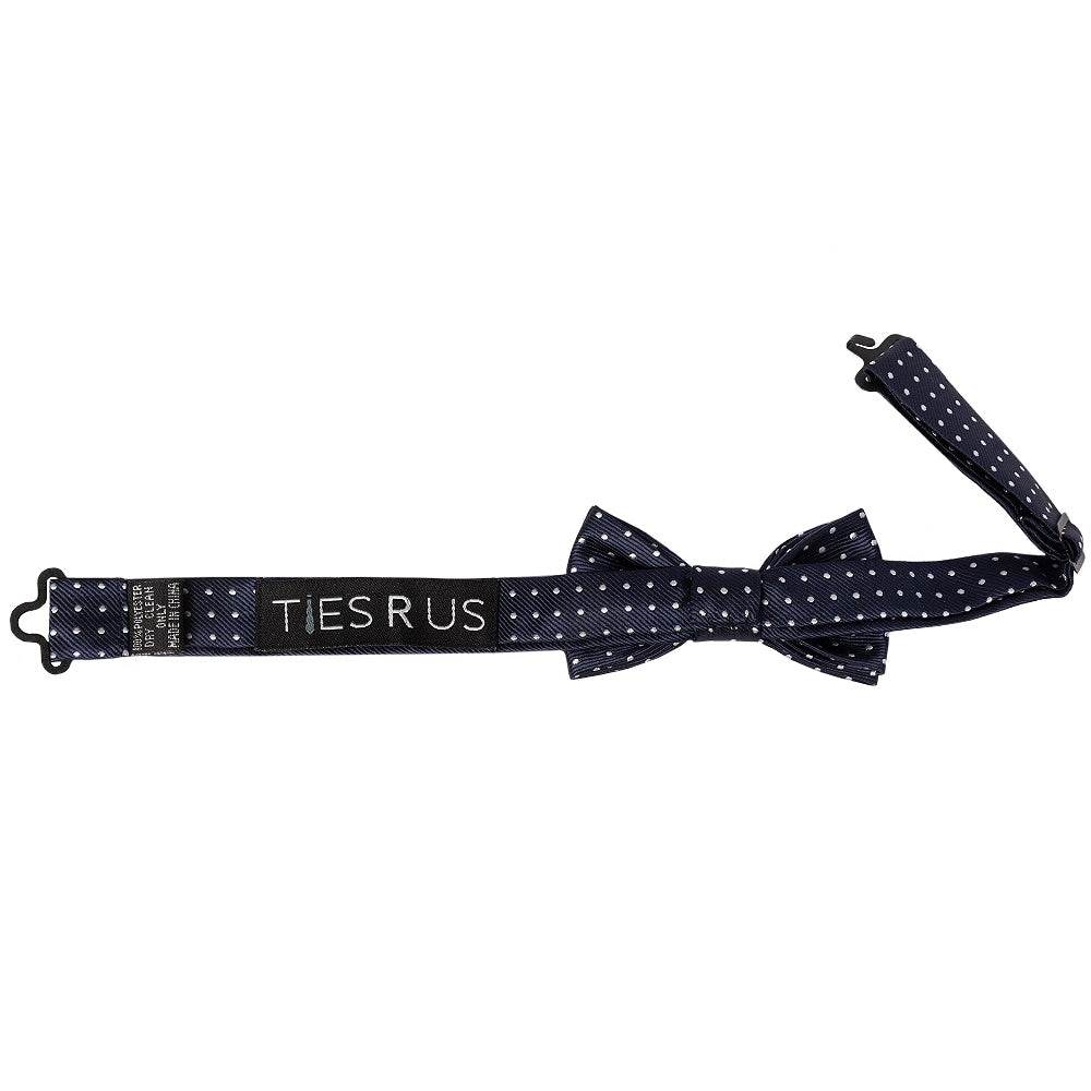 Pre Tied Navy Polka Dot Boys Bow Tie Age 18 Months -3 Years