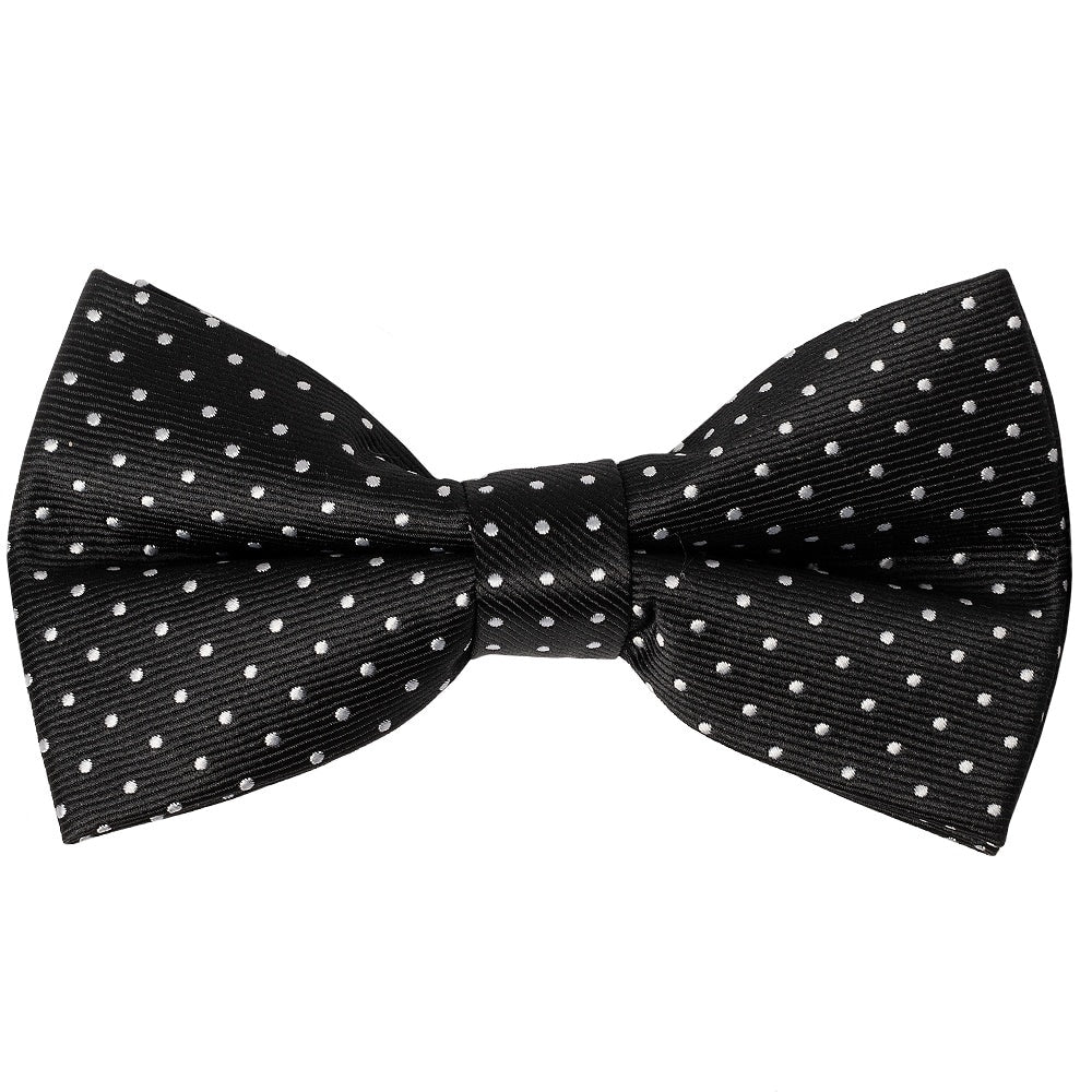 Pre Tied Black Polka Dot Boys Bow Tie And Pocket Square Set 2