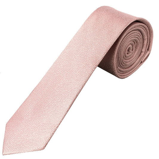 End Of Season Stock Plain Rose Gold Silk Skinny Mens Tie 1