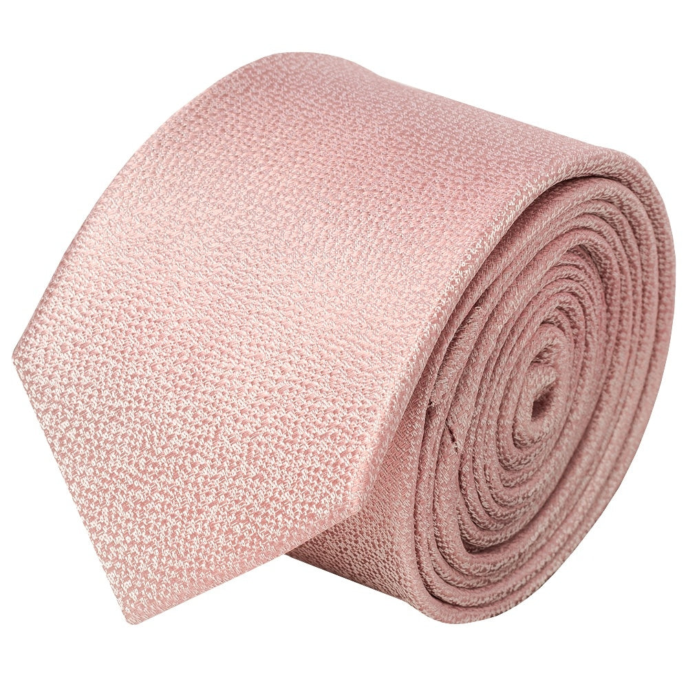 End Of Season Stock Plain Rose Gold Silk Skinny Mens Tie 2