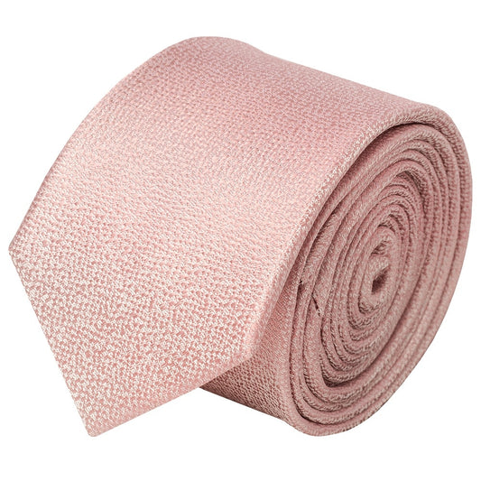 End Of Season Stock Plain Rose Gold Silk Skinny Mens Tie 2