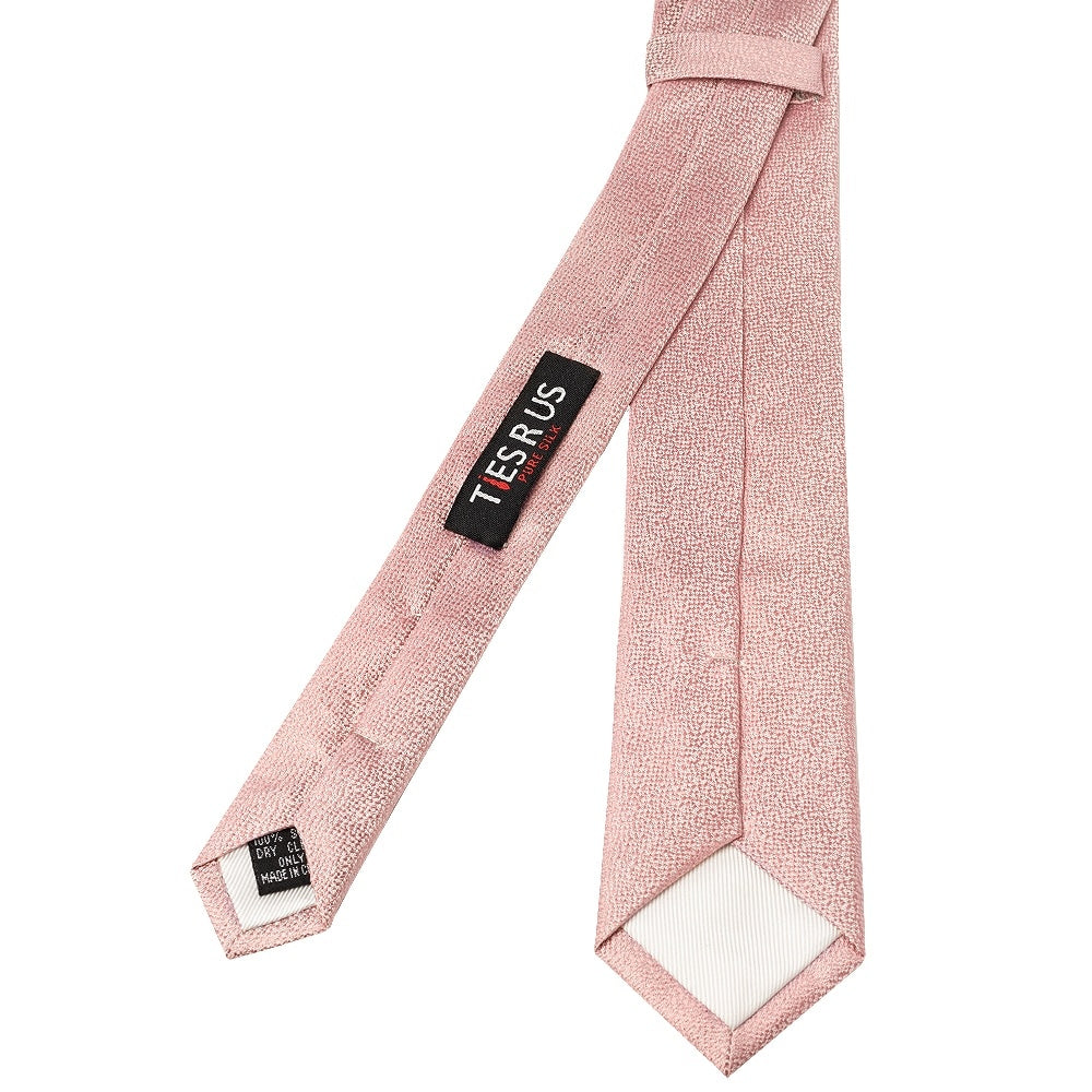 End Of Season Stock Plain Rose Gold Silk Skinny Mens Tie 3