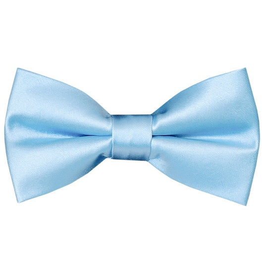 Pre Tied Sky Blue Satin Boys Bow Tie And Pocket Square Set Age 4 7 2